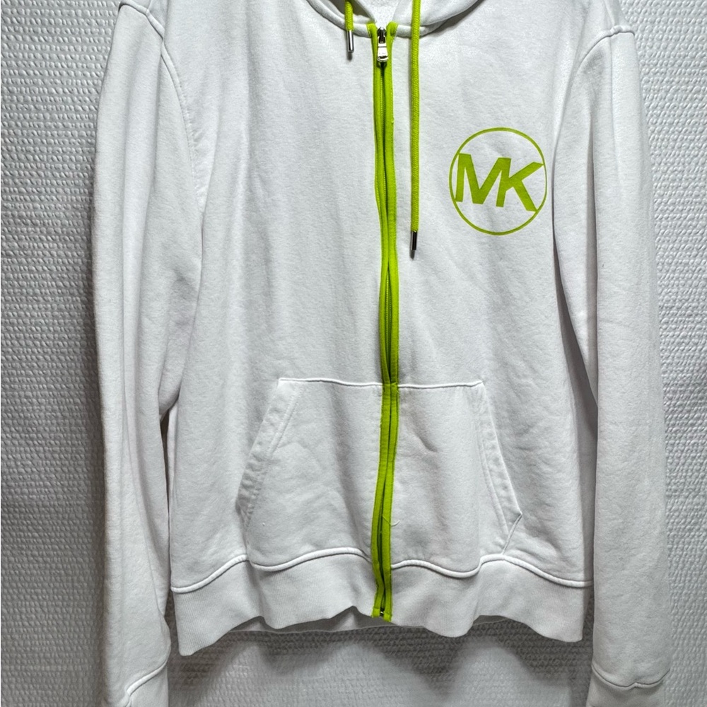 Michael Kors White and Lime Green Zip-Up